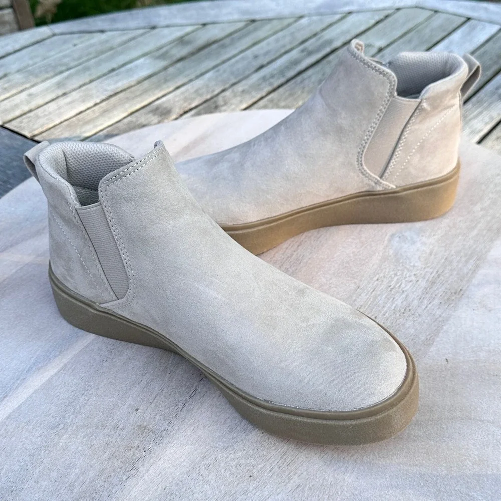Dr. Scholl's Madison Womens Sneaker Boots Size 7.5 Taupe Microfiber Slip On